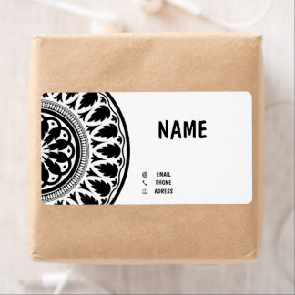 business card with black white ornaments ラベル