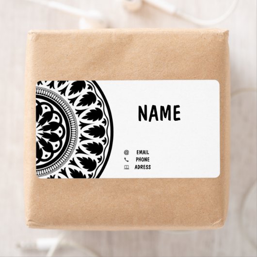 business card with black white ornaments ラベル (インサイチュ)