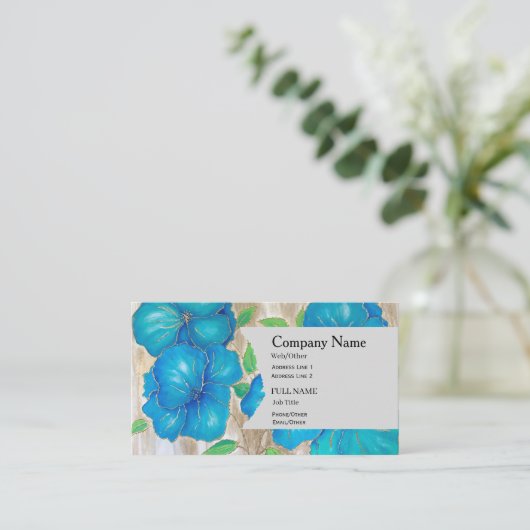 Business Card with blue flowers of Petunia 名刺 (スタンド正面)