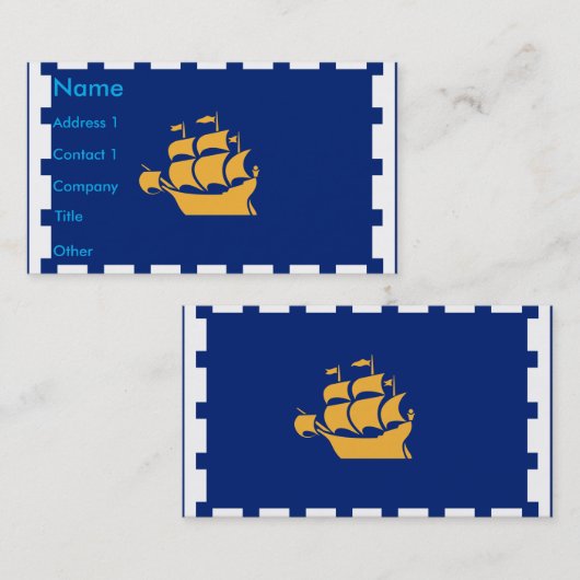 Business Card with Flag of Quebec City, Canada 名刺 (正面/裏面)
