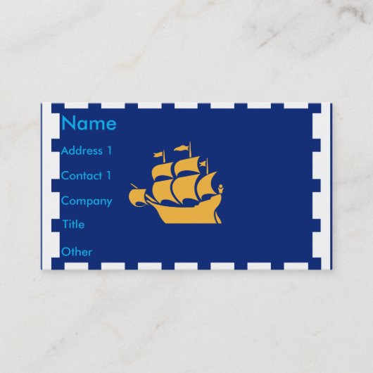 Business Card with Flag of Quebec City, Canada 名刺 (正面)