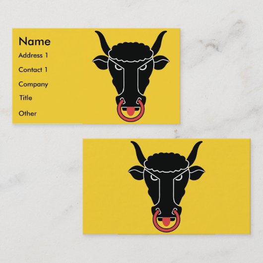Business Card with Flag of Uri, Switzerland 名刺 (正面/裏面)