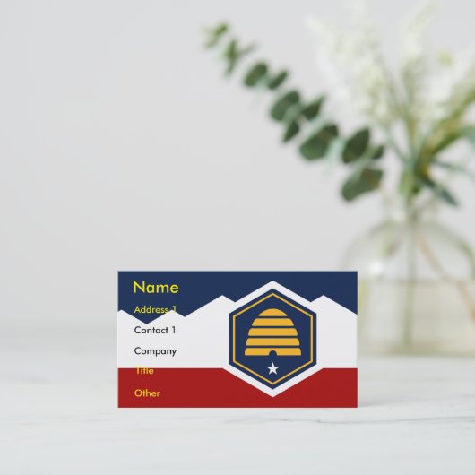 Business Card with Flag of Utah, USA 名刺 (スタンド正面)