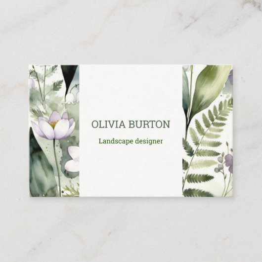 Business card with floral background and name 名刺 (正面)