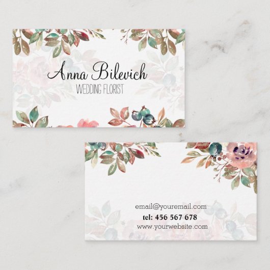 business card with flowers 名刺 (正面/裏面)