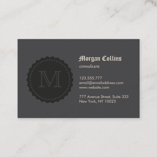 Business card with monogram and seal 名刺 (正面)