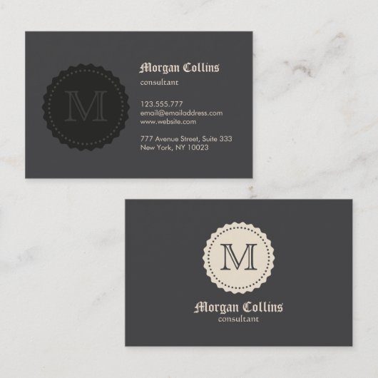 Business card with monogram and seal 名刺 (正面/裏面)