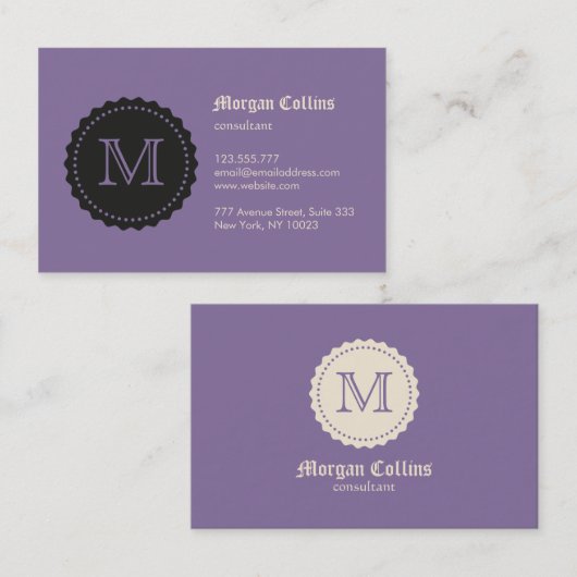 Business card with monogram and seal 名刺 (正面/裏面)