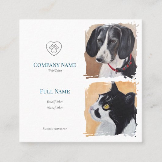 Business Card with painting of pets コーリングカード (正面)