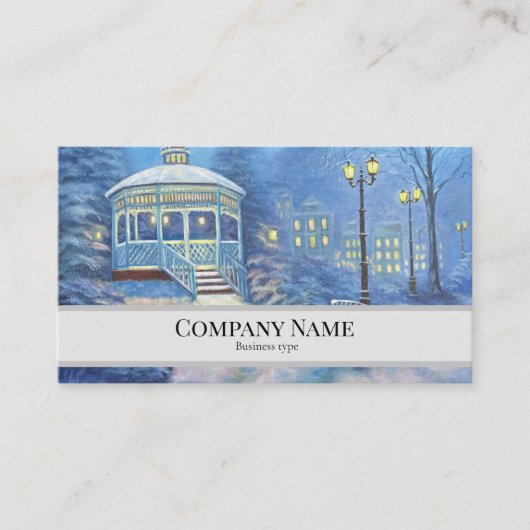 Business Card with painting of winter gazebo  コーリングカード (正面)