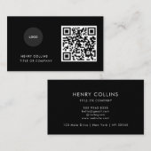 Business Card with QR Code | Black Modern Design 名刺 (正面/裏面)