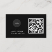 Business Card with QR Code | Black Modern Design 名刺 (正面)