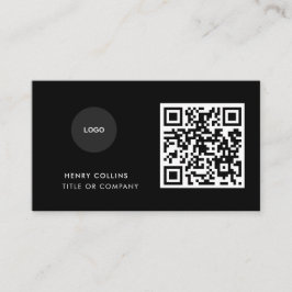 Business Card with QR Code | Black Modern Design 名刺