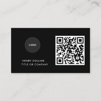 Business Card with QR Code | Black Modern Design 名刺