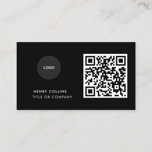 Business Card with QR Code | Black Modern Design 名刺 (正面)