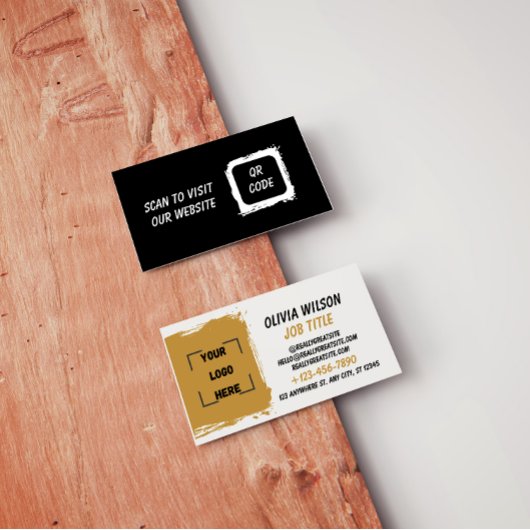 Business Card with QR Code | Black Modern Design 名刺