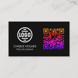 Business Card with QR Code | Black Modern Design 名刺