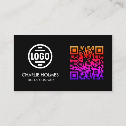 Business Card with QR Code | Black Modern Design 名刺 (正面)