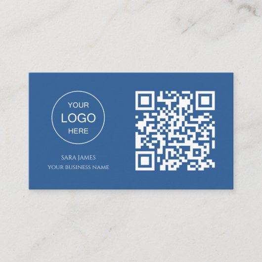 Business Card with QR Code | Blue Modern Design 名刺 (正面)