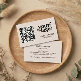 Business Card with QR Code | Modern Beige Design 名刺