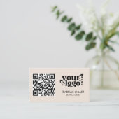 Business Card with QR Code | Modern Beige Design 名刺 (スタンド正面)