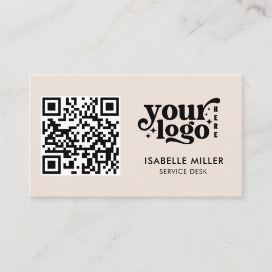 Business Card with QR Code | Modern Beige Design 名刺 (正面)