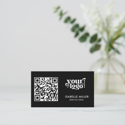 Business Card with QR Code | Modern Black Design 名刺 (スタンド正面)