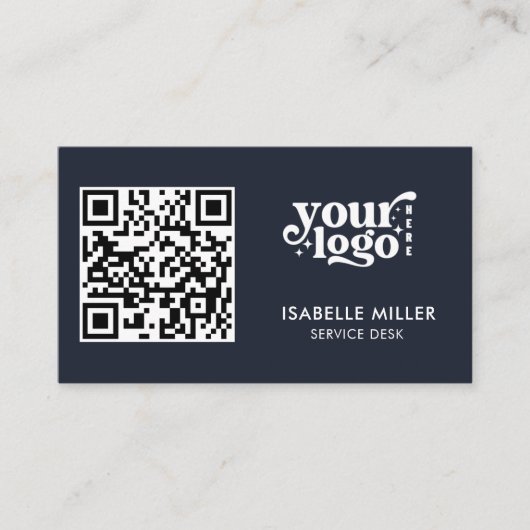 Business Card with QR Code | Modern Navy Design 名刺 (正面)