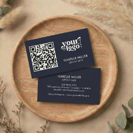 Business Card with QR Code | Modern Navy Design 名刺