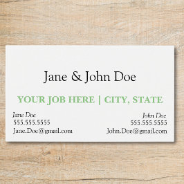 Business card with spot for two names