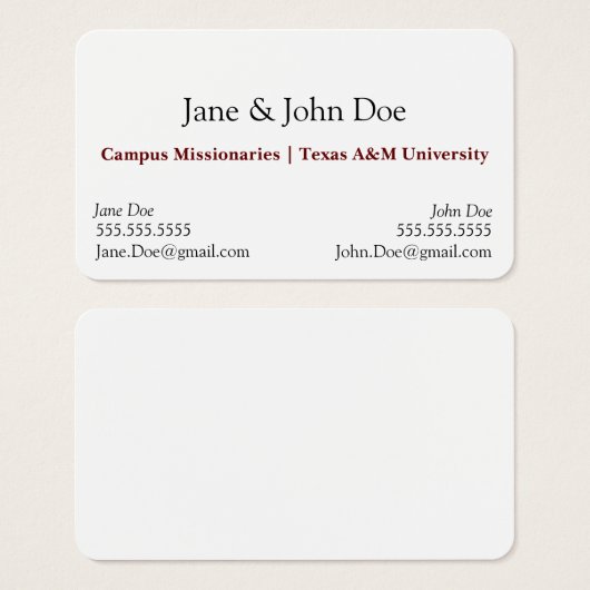 Business card with spot for two names (正面&裏面)