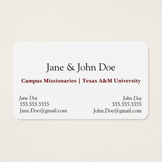 Business card with spot for two names (正面)