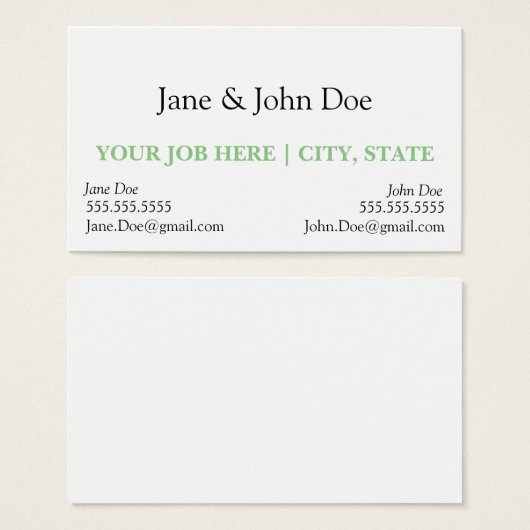 Business card with spot for two names (正面&裏面)