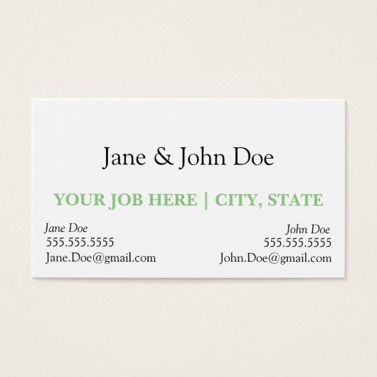 Business card with spot for two names (正面)