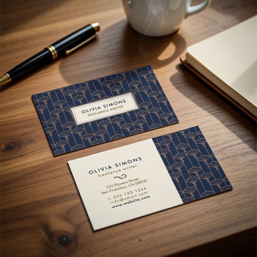 Business Card with vintage Art deco pattern 名刺