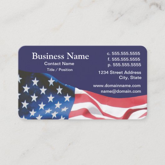 business card with waving American flag 26 名刺 (正面)