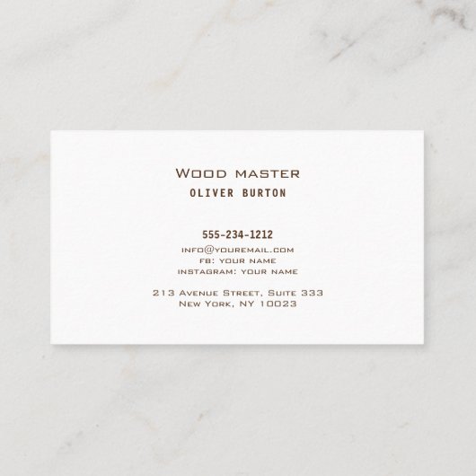 Business card with wood texture. 名刺 (裏面)