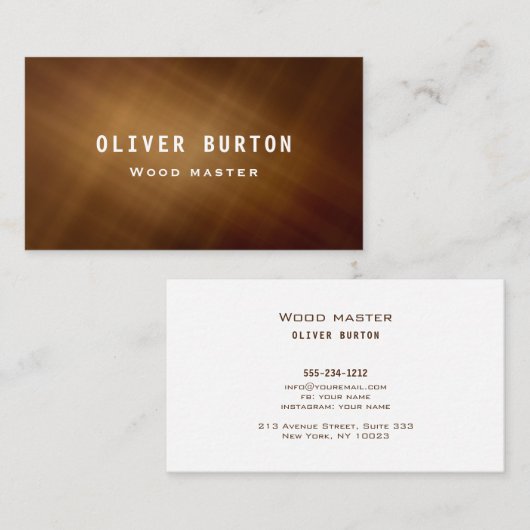 Business card with wood texture. 名刺 (正面/裏面)