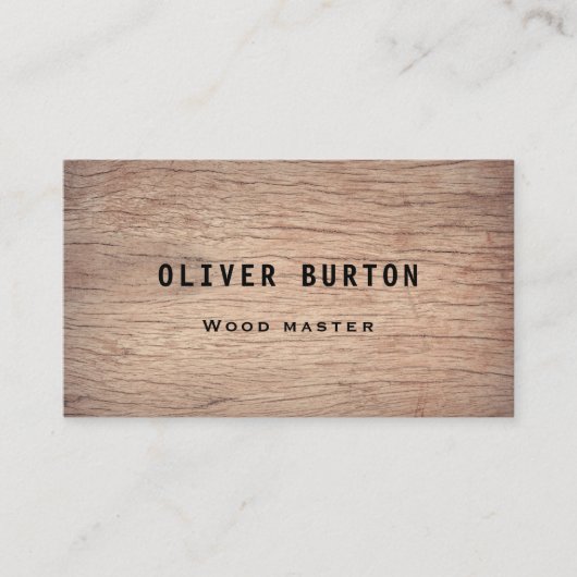 Business card with wood texture. 名刺 (正面)
