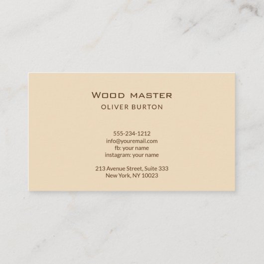 Business card with wood texture. 名刺 (裏面)