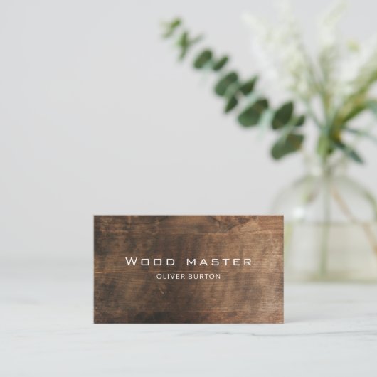 Business card with wood texture. 名刺 (スタンド正面)