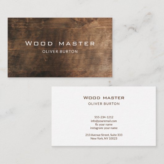 Business card with wood texture. 名刺 (正面/裏面)