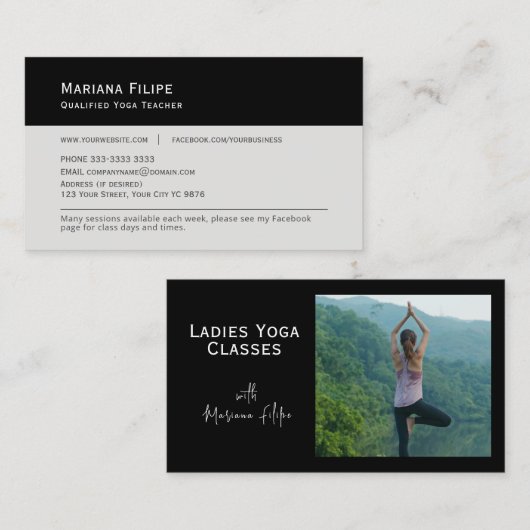 Business Card, Yoga Classes photo customizable 名刺 (正面/裏面)