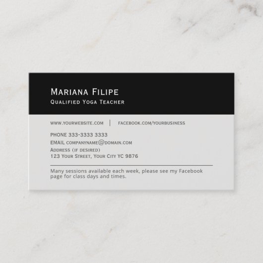 Business Card, Yoga Classes photo customizable 名刺 (正面)