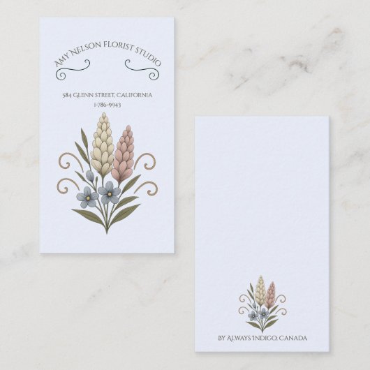 Business cards, floral and sophisticated. ノートカード (正面/裏面)