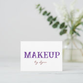 Business Cards, Makeup Purple White Business Cards 名刺 (スタンド正面)