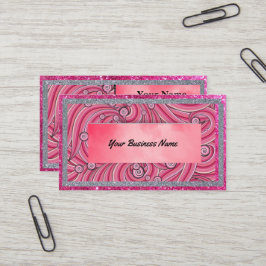 Business Cards Pink Sparkle & Grey 名刺
