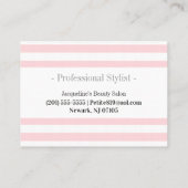 Business Cards, Pink Stripe Hair Beauty Salon  名刺 (裏面)