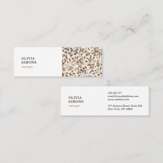 Business Cards with vintage floral pattern スキニー名刺 (正面/裏面)