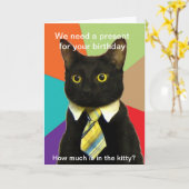 Business Cat誕生日カード カード (黄色い花)